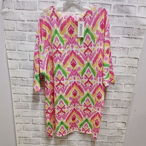 IMAXE Vibrant Patterned Dress - Pink, Green, Yellow - Picture 1 of 3